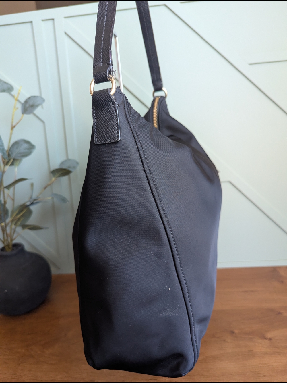 Kate Spade New York Justyne Nylon Hobo Bag in black. - Picture 6 of 11